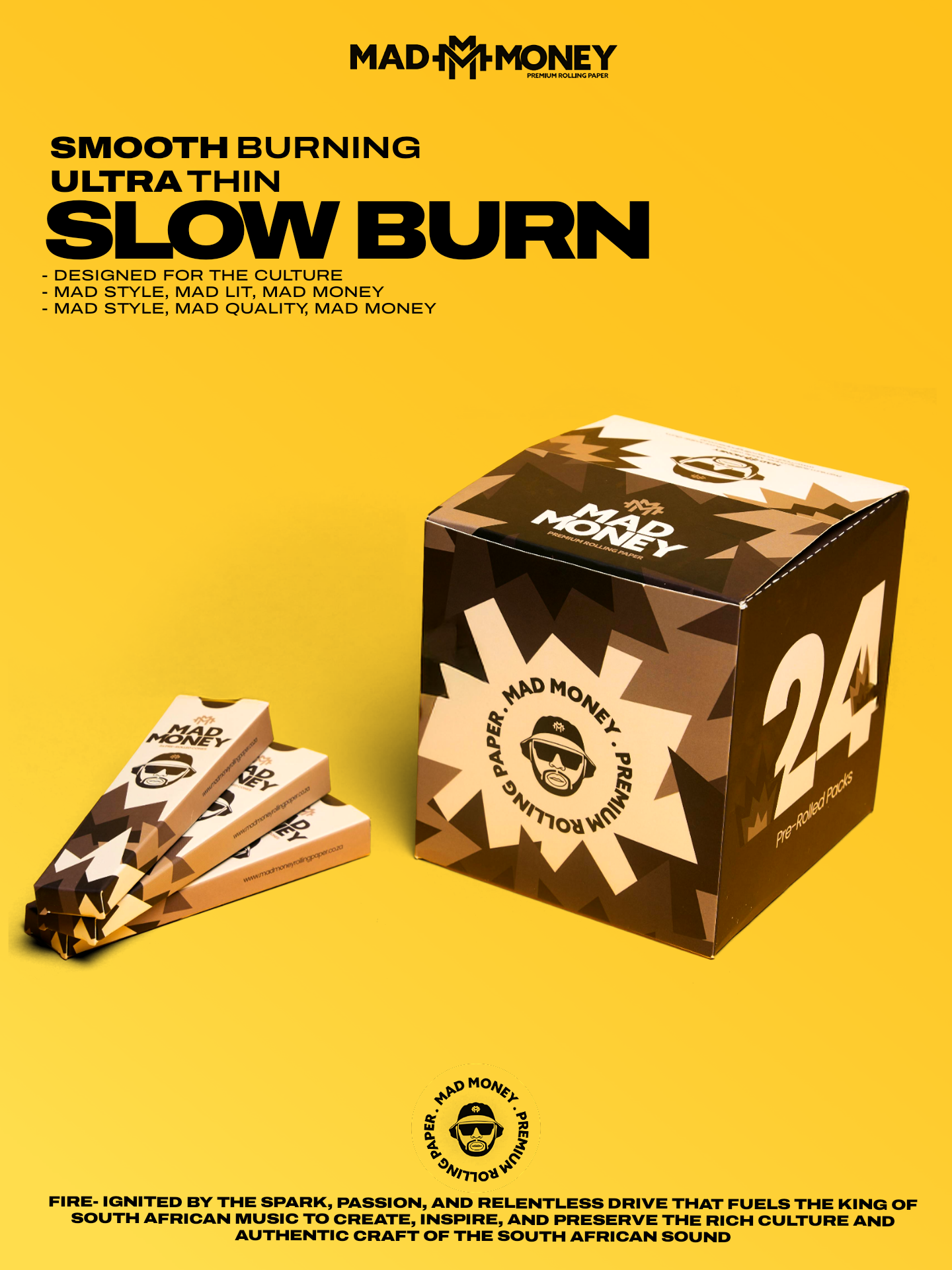 MadMoney yellow campaign poster with display box